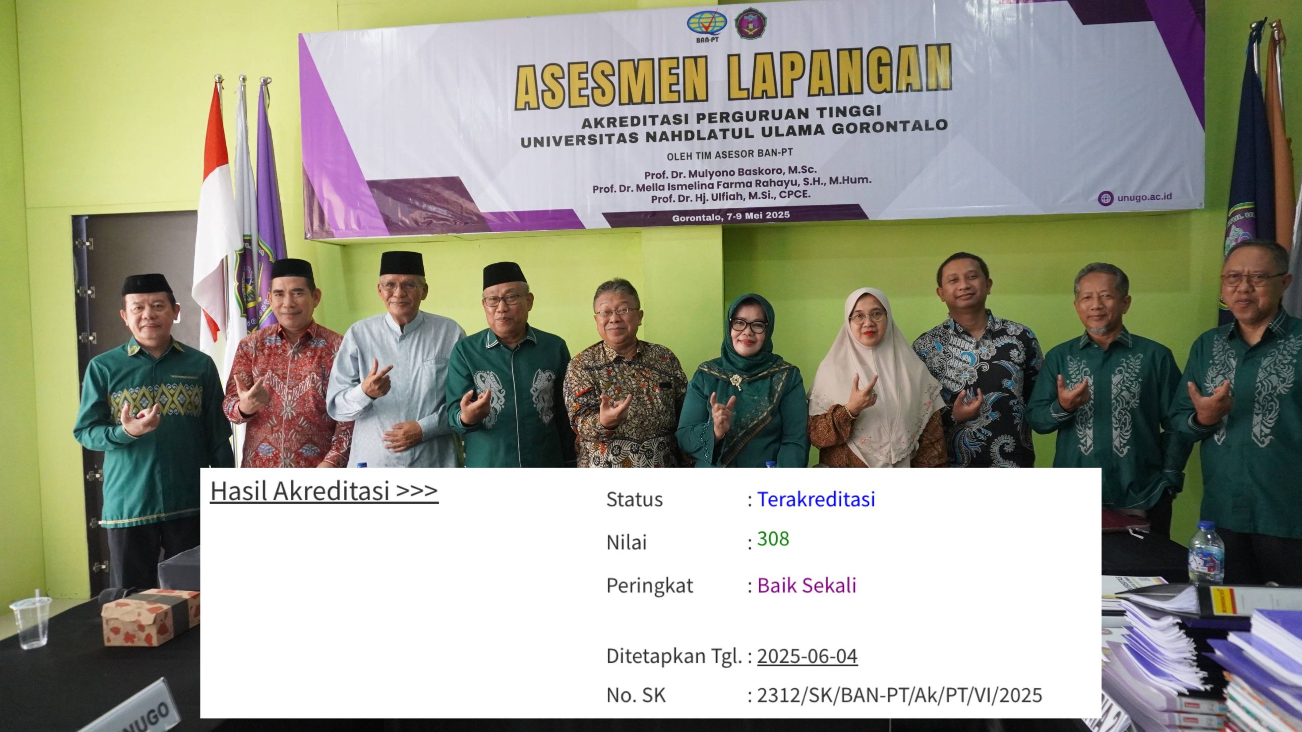 UNU Gorontalo Raih Akreditasi Baik Sekali dari BAN-PT